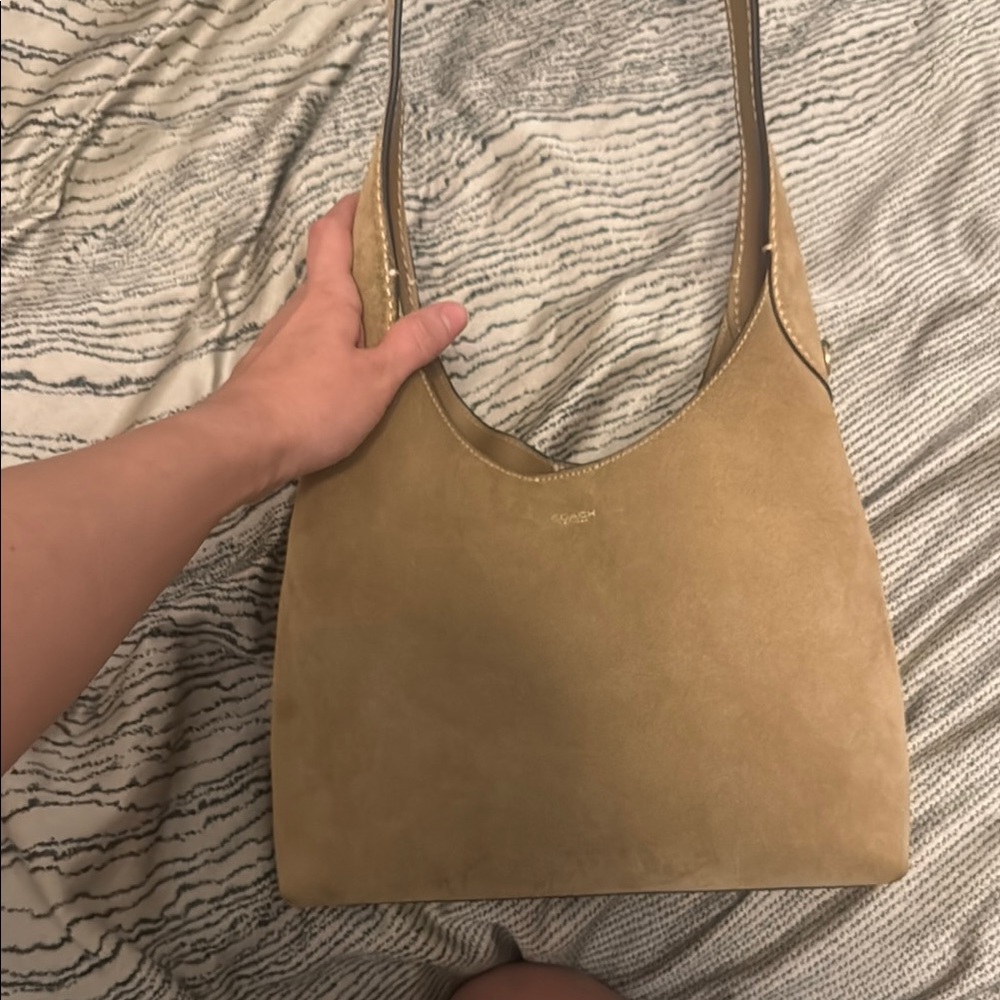 Coach Beige Suede Shoulder Bag